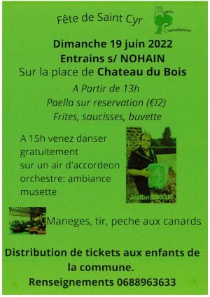 Affiche de la fête de Saint Cyr avec photo d'un accordéoniste